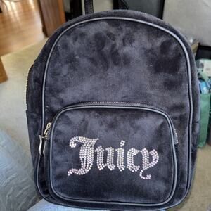 Juicy Couture Black Bling Velour Obsession Backpack Purse Bag NWT retail $99